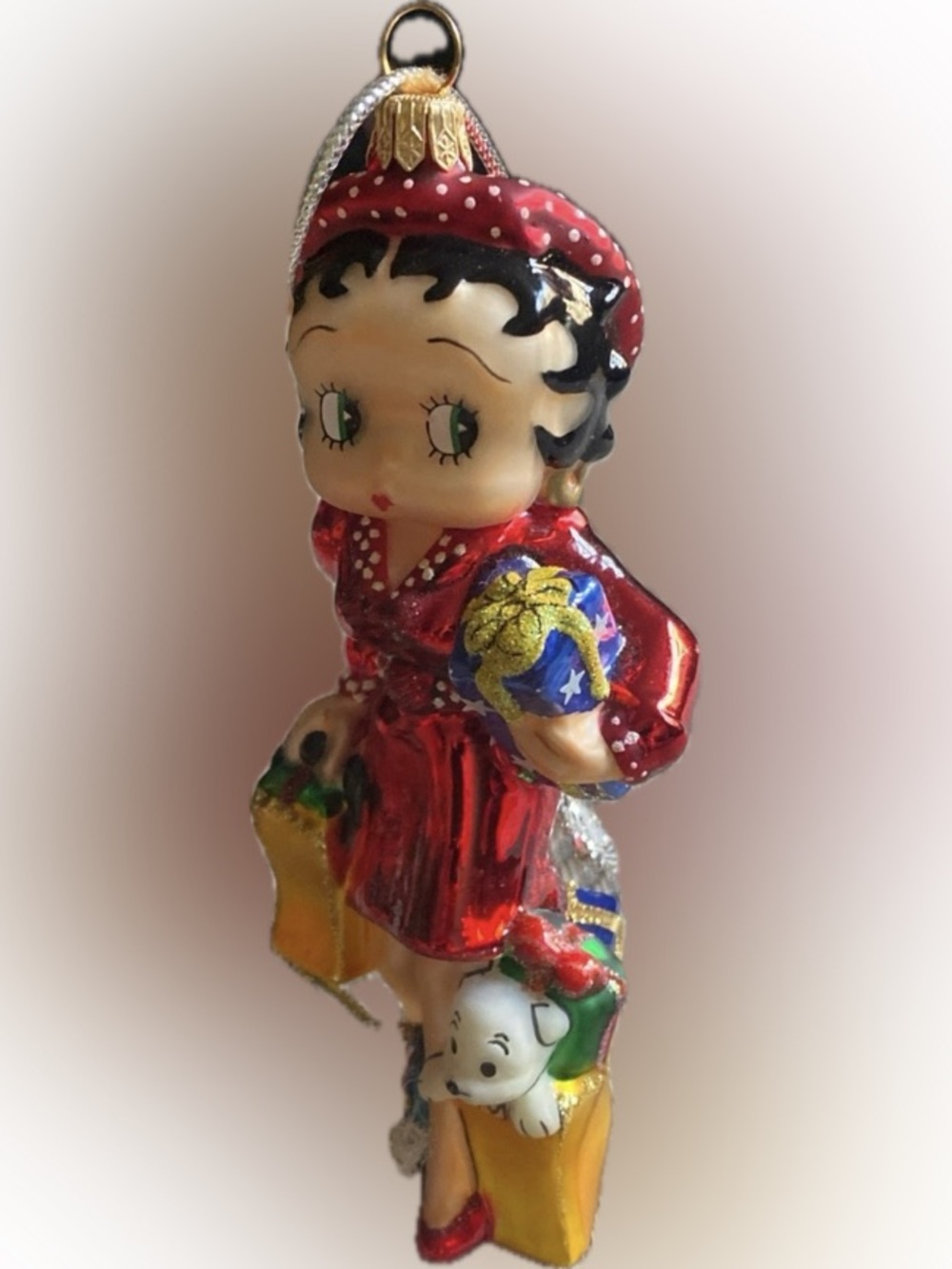 Kurt Adler Polonaise Betty Boop Glass Ornament Shopper Gifts Pudgy Poland Vtg